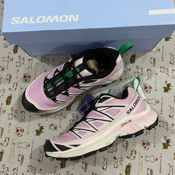 Salomon Shoes - Salomon Women’s Pink and Green Trail Sneakers